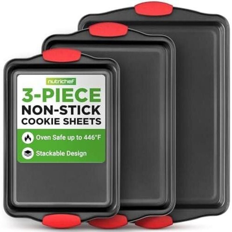 NutriChef 3-Piece Non-Stick Cookie Sheets - 30% OFF