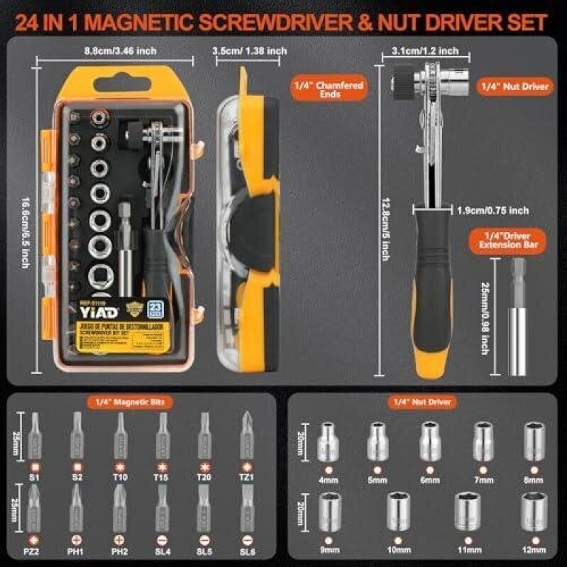 24-Piece Magnetic Screwdriver & Nut Driver Set - 40% Discount