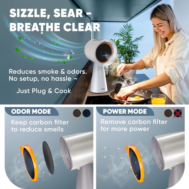 BREETEE Portable Range Hood - 5-Layer Filter Desktop Exhaust Fan for RV & Apartments