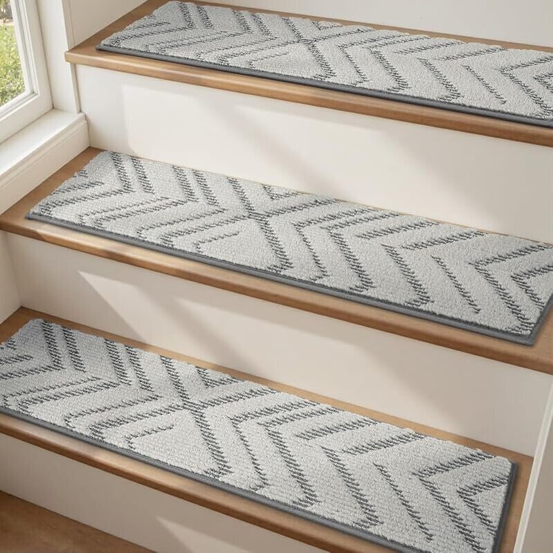 Non-Slip 3D Peel and Stick Stair Treads - 15pcs, 8 x 30-inch