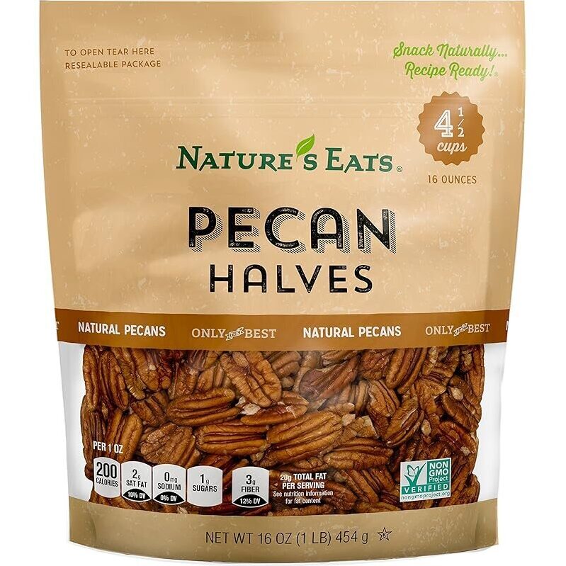 Nature's Eats Halves Pecan, 16oz - Delicious & Nutritious Snack