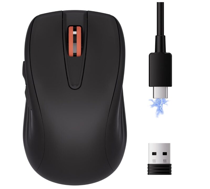 wegear WL500 Rechargeable Silent Wireless Mouse - 6-Button Design, Adjustable DPI, Black
