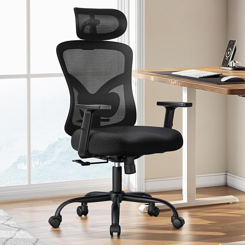 Ergonomic Office Chair with Lumbar Support & 2D Headrest
