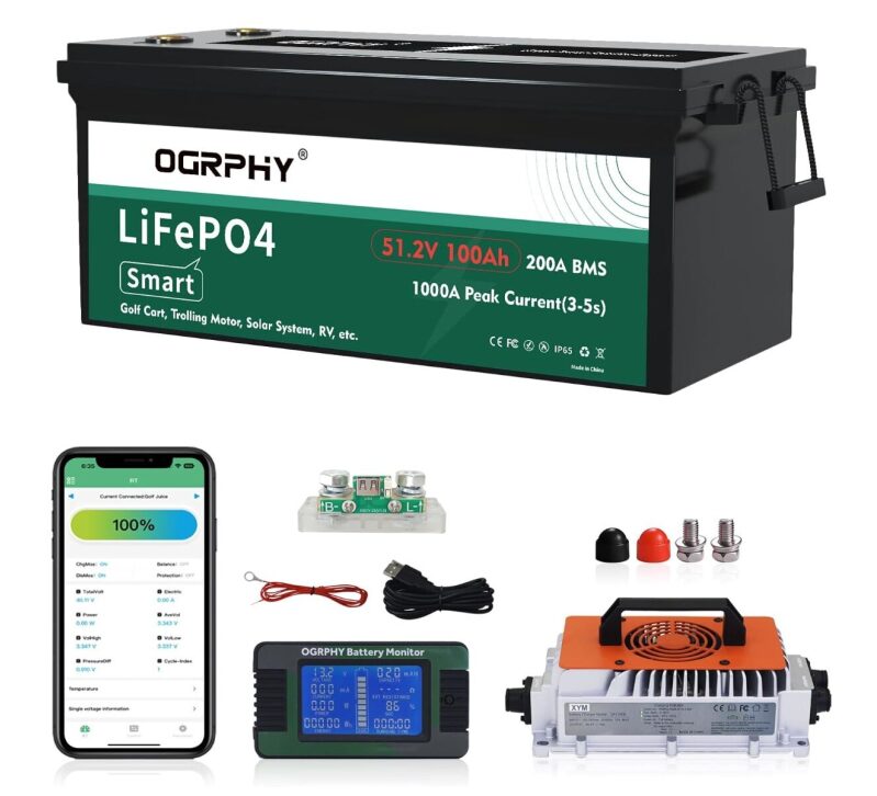 OGRPHY 48V 100Ah Lithium Battery for Golf Carts - High Performance & Long Lifespan