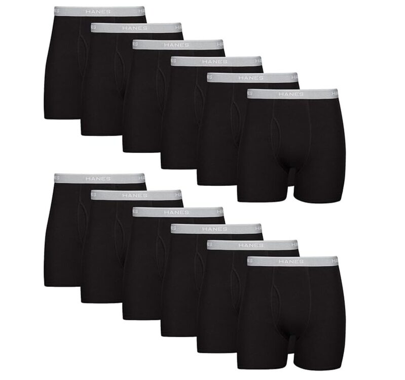 Hanes Men's Plain Boxer Briefs 12-Pack, Cotton, Moisture Wicking, Non-Rolling, Only $33.00 (17% off)