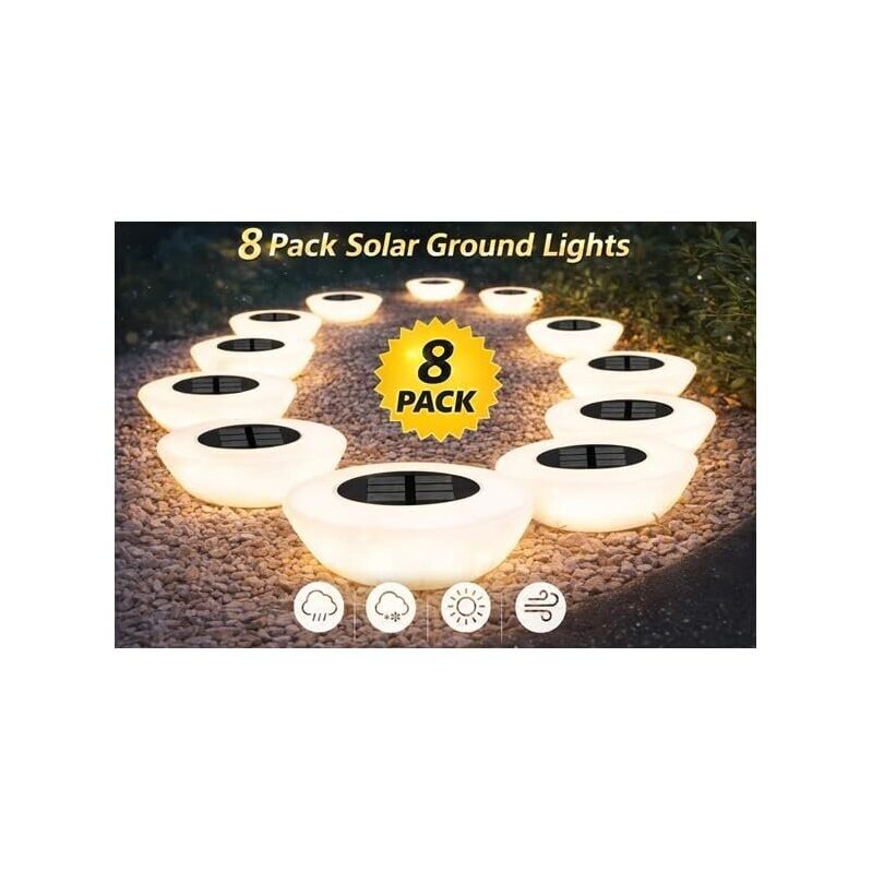 8-Pack Hakol Solar Ground Lights - Eco-Friendly Outdoor Lighting
