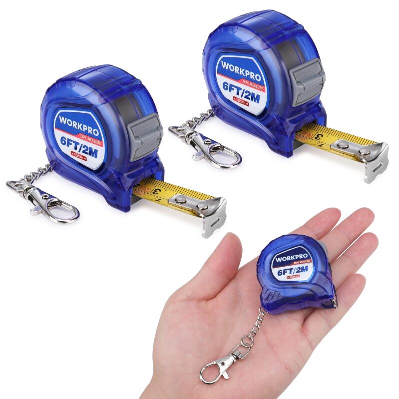 Workpro Mini 2pc 6FT Retractable Keychain Tape Measure for Everyday Use