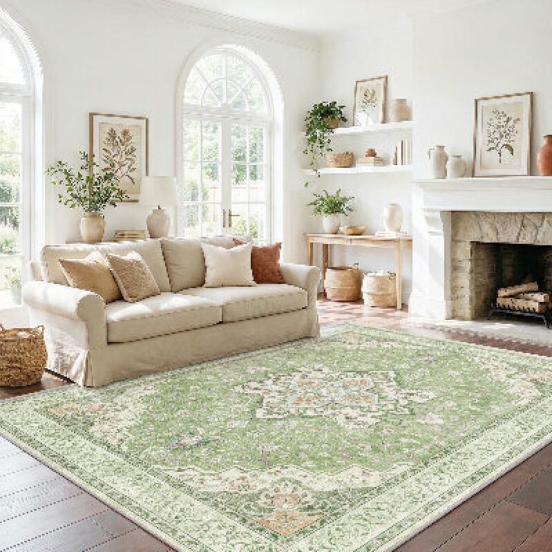 Elegant 5x7 Machine Washable Area Rug - Green