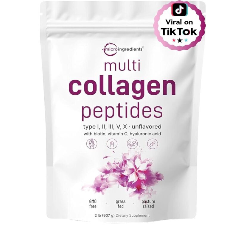 Multi Collagen Peptides Powder 2 lb by Micro Ingredients - Unflavored Collagen Supplement