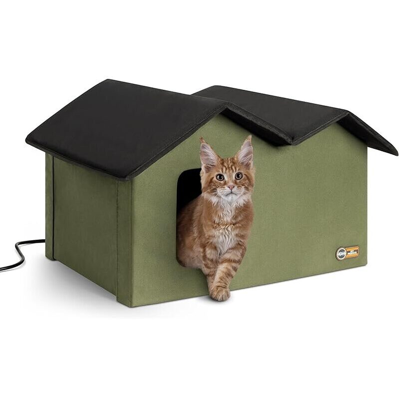 Extra-Wide Heated Cat House for Outdoor Cats