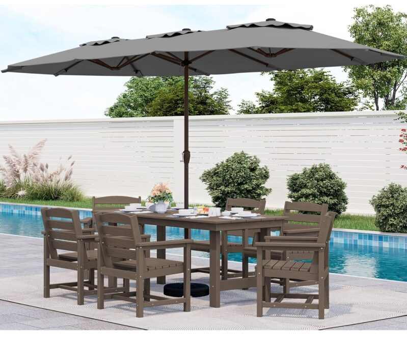 Outdoor Dining Set with 15ft Umbrella - 70% Off