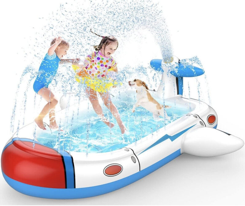 Inflatable Kids Water Sprinkler Pool with Dual Spray System