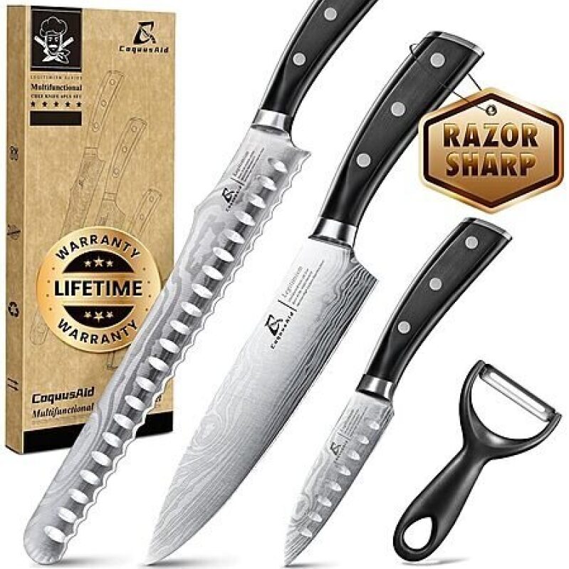 Affordable 4-Piece German Steel Knife Set with Vegetable Peeler