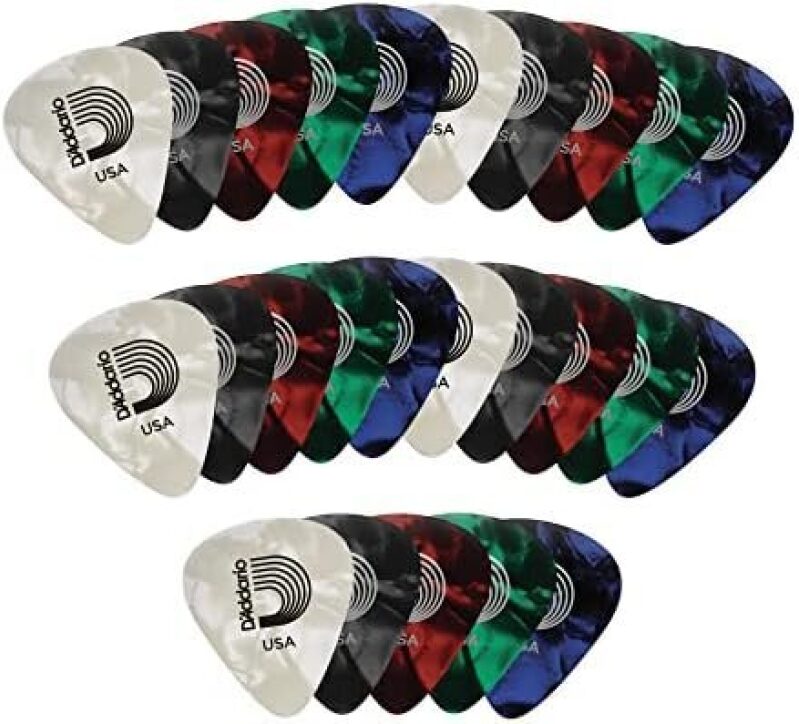 25-Pack D'Addario Celluloid Medium Guitar Picks (Assorted) - Great Value