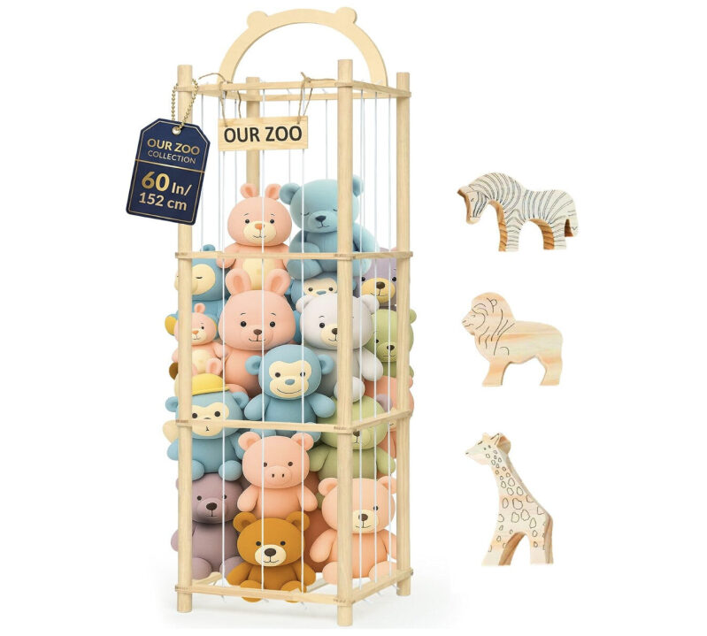Wooden Toy Storage Rack for Kids - Perfect for Organizing Soft Toys