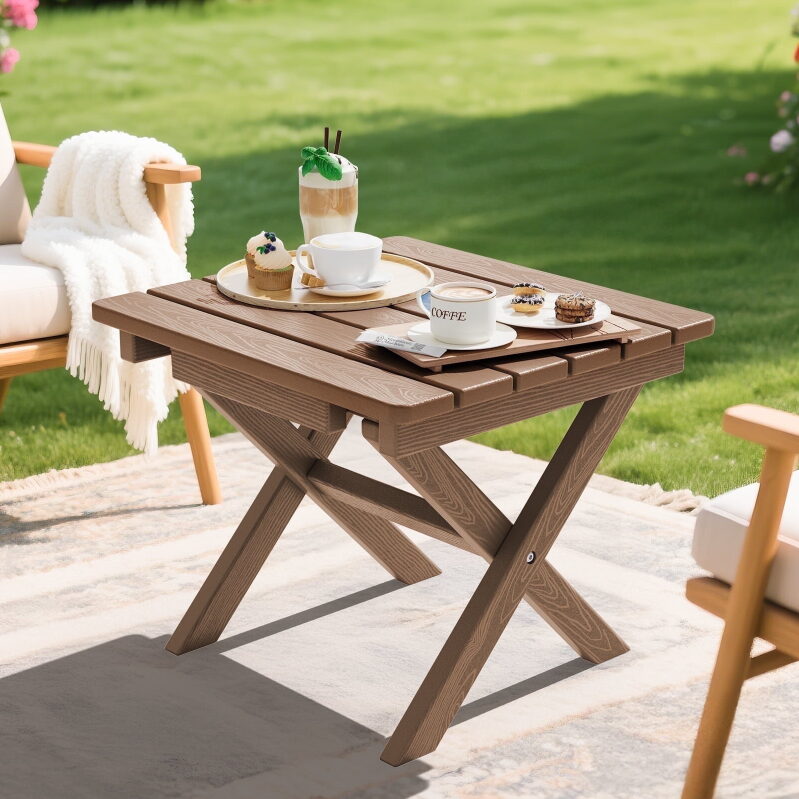 SERWALL Outdoor Small Folding Side Table - Durable, Ready-to-Use, and Space-Saving