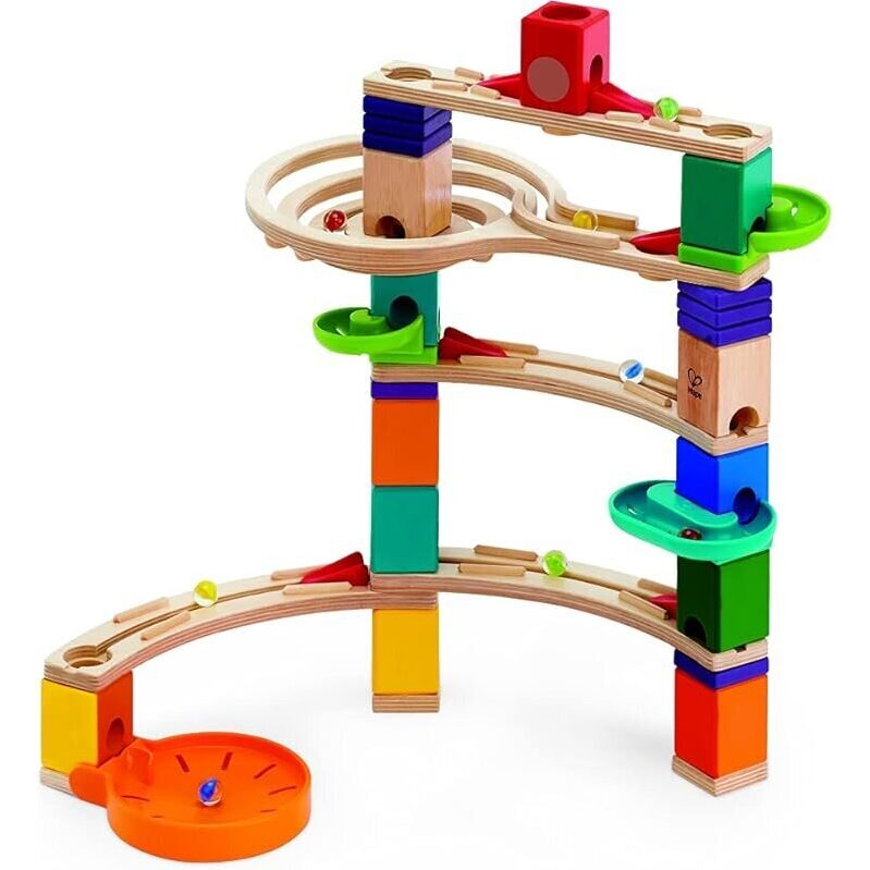 Hape Quadrilla Cliffhanger Wooden Marble Run Blocks - Educational & Durable Toy for Ages 4+