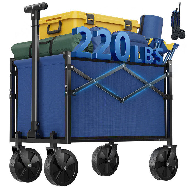 Versatile Folding Collapsible Wagon Cart with Wheels - 220 LBS Capacity