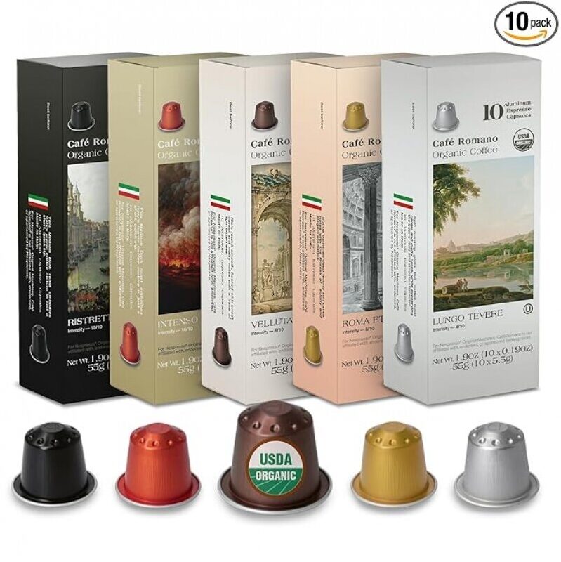 Organic USDA Aluminum Espresso Pods for Nespresso - 100 Pack