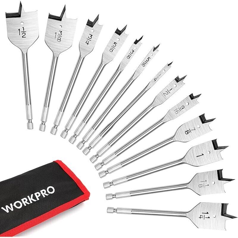 WORKPRO 13-Piece Spade Drill Bit Set in SAE - Durable and Efficient Drilling