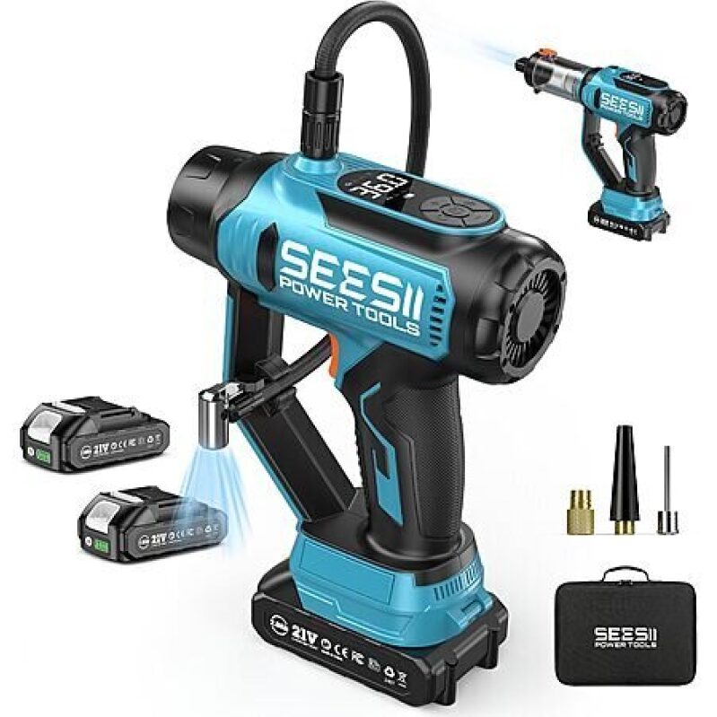 SEESII 3-in-1 Portable 150PSI Air Compressor, Car Vacuum Cleaner & Searchlight - Ultimate Value Deal