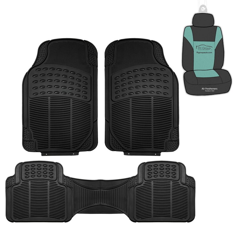 FH Group Climaproof Vinyl Black Car Floor Mats Universal Fit 3pc