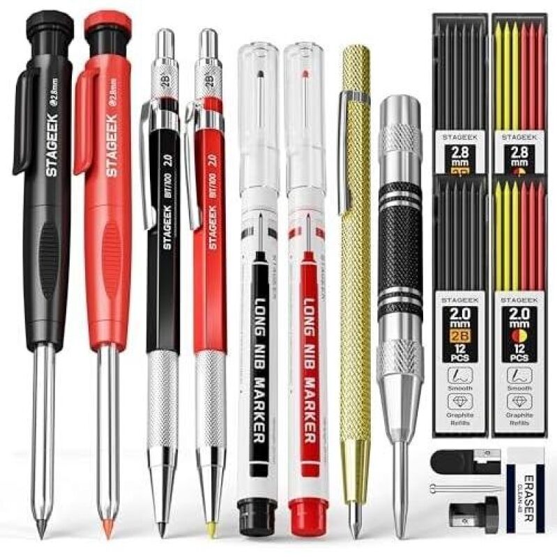 17-Piece Carpenter Pencil Set with Sharpener - 40% Discount