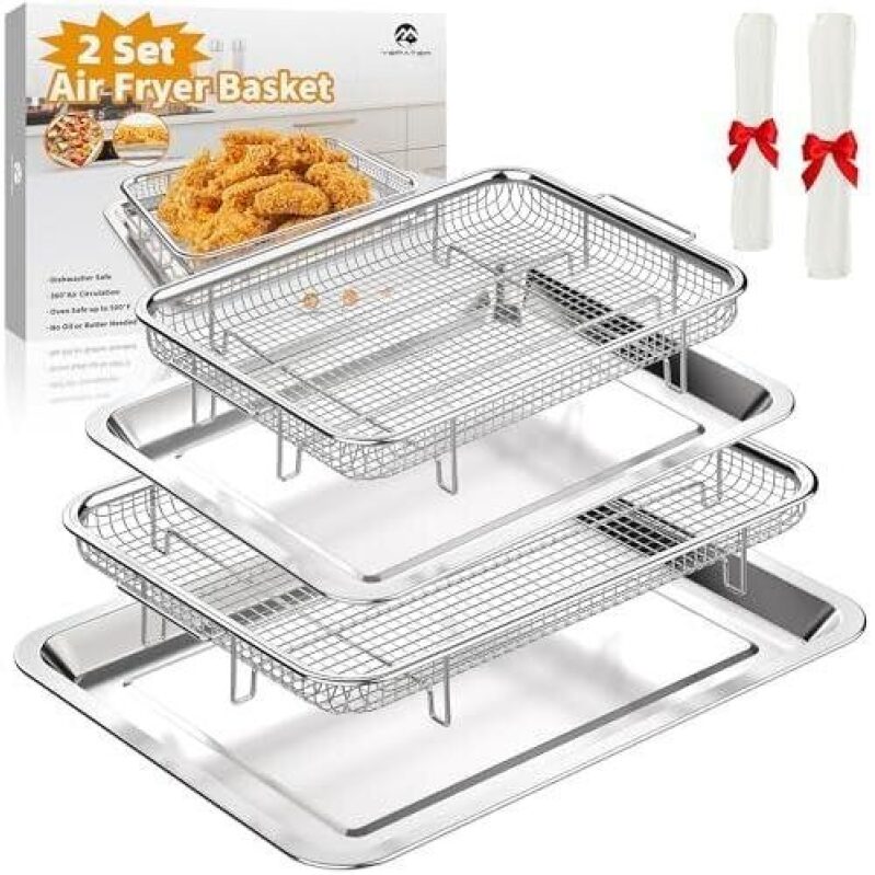 2 Set Stainless Steel Air Fryer Baskets - 45% OFF