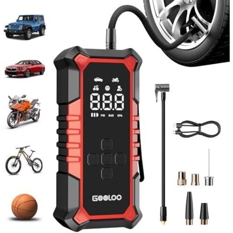 Gooloo A6 Tire Inflator - Portable Wireless Air Pump with Digital Display