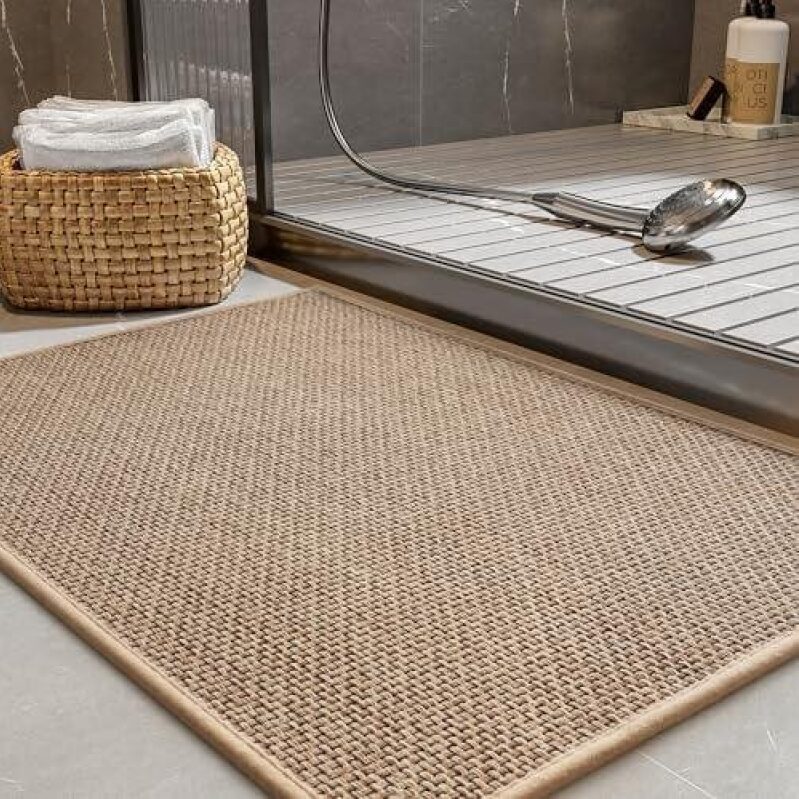 Natural Fiber Bath Mat - 17”x24” with Rubber Backing