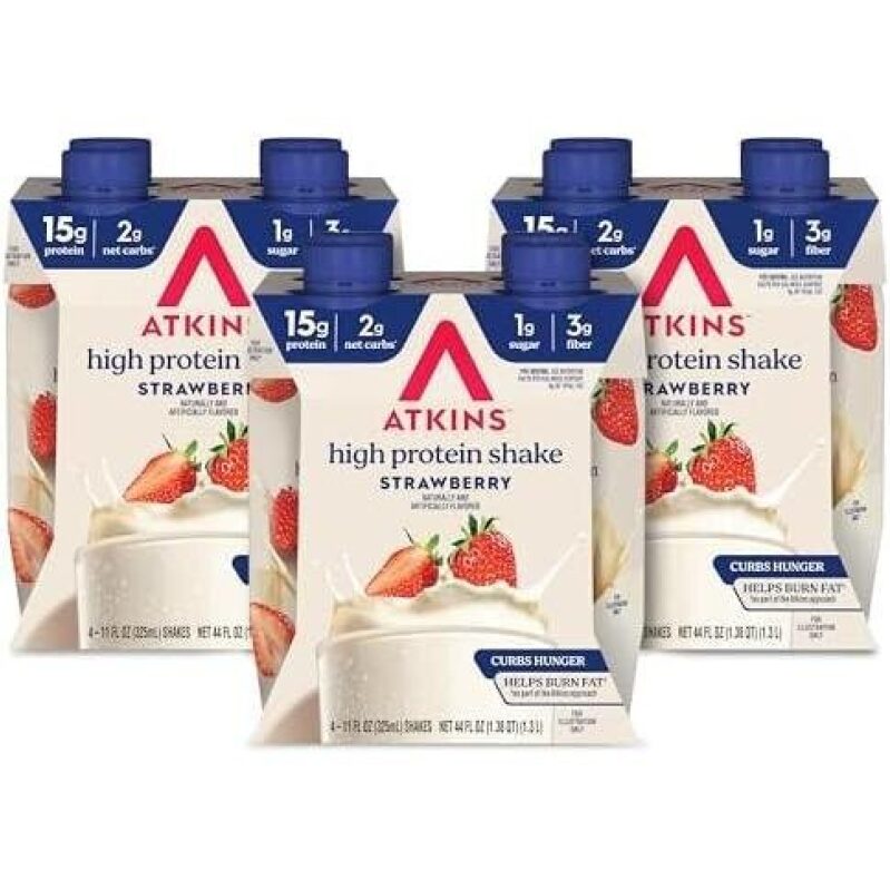Atkins High Protein Low Sugar Strawberry Shakes - 47% Off