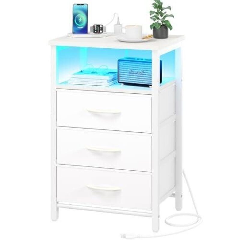 Affordable Multi-functional Charging Nightstand with USB Ports and Storage Drawers