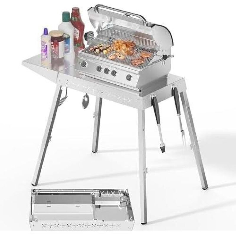 Stainless Steel BBQ Table with Foldable Design - 50% Discount