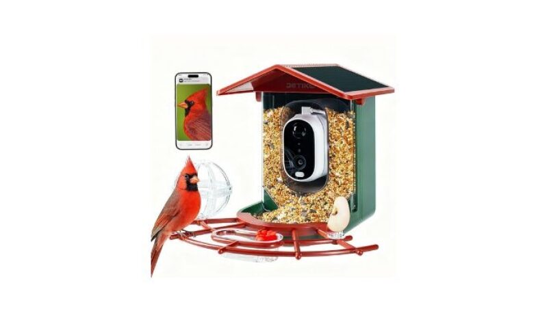 DETIKO Bird Feeder with Camera: Solar-Powered, 2K HD, Night Vision