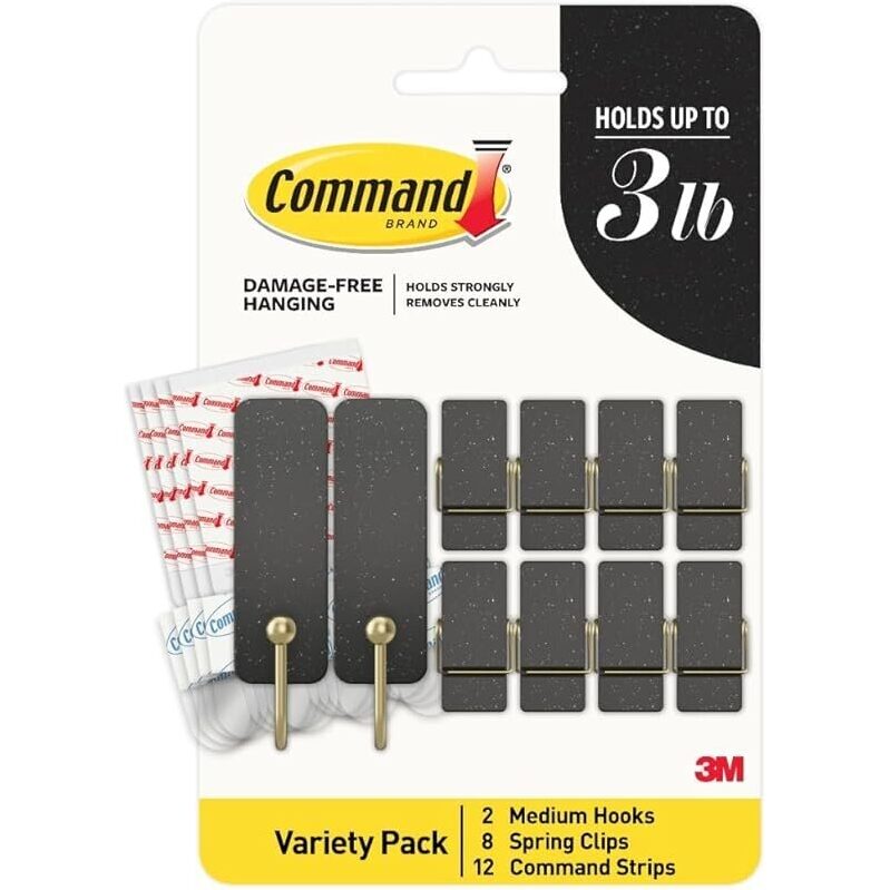 Command Mixed Hooks Pack 2 Medium Hooks, 8 Spring Clips - Limited Edition