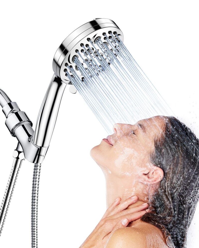 High Pressure Handheld Showerhead with 60-inch Steel Hose