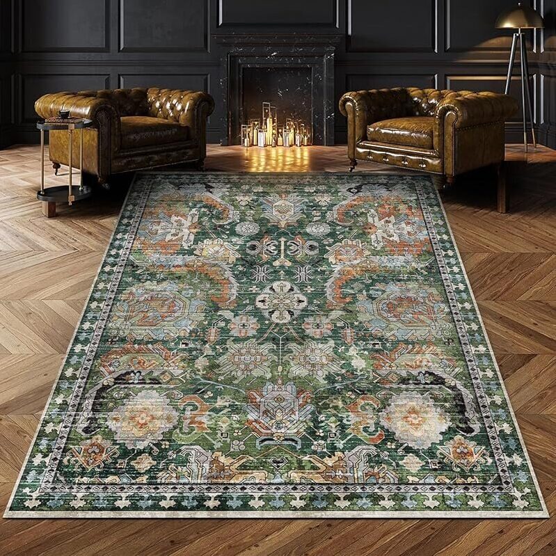Elegant Washable Area Rug 5ft x 7ft - Durable, Easy Clean, Non-Slip