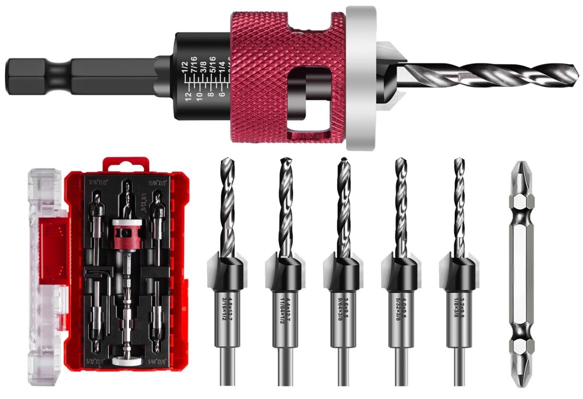 Fkufku Countersink Drill Bit Set - 6-Piece High-Speed Steel (HSS) M2 Taper Bits