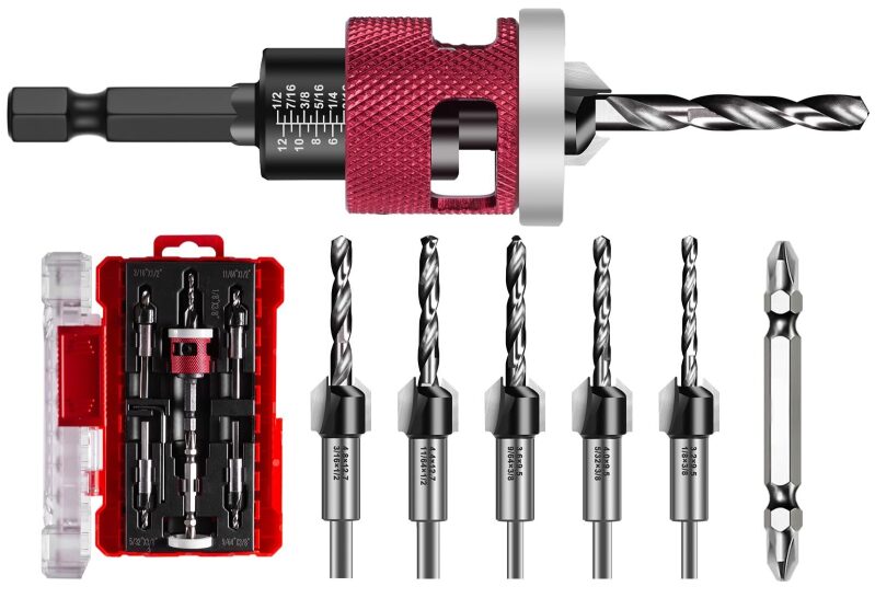 Fkufku Countersink Drill Bit Set - 6-Piece High-Speed Steel (HSS) M2 Taper Bits