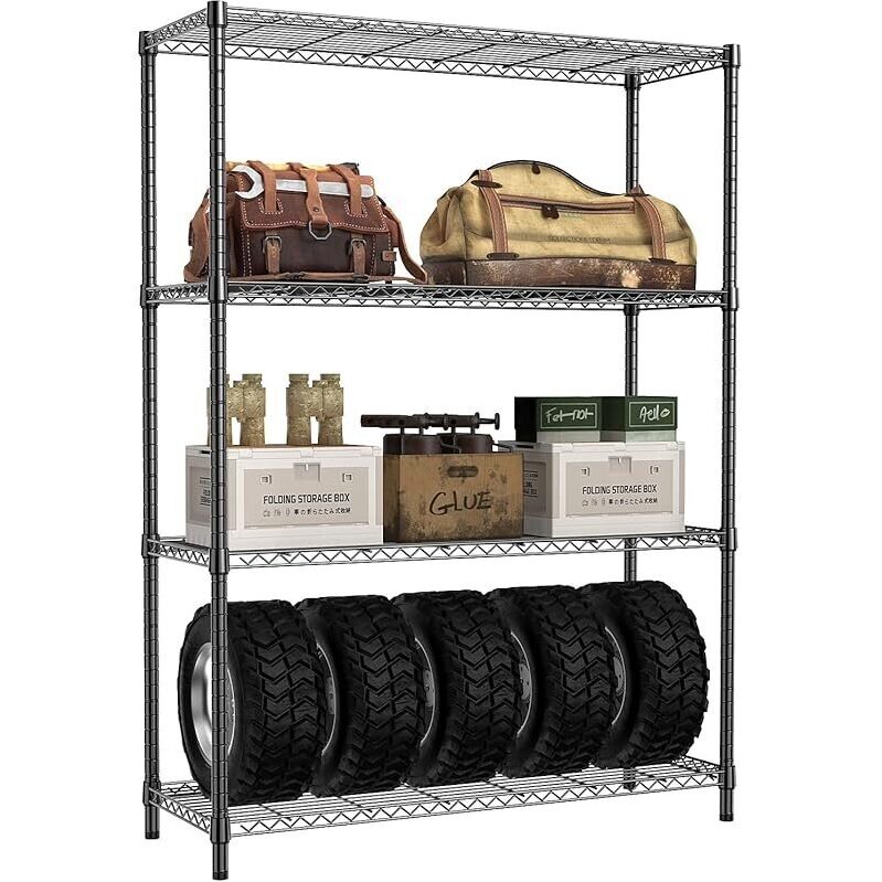 IZEUK 1400 LBS 4-Tier Garage Wide Storage Shelves - Ultimate Garage Organization Solution