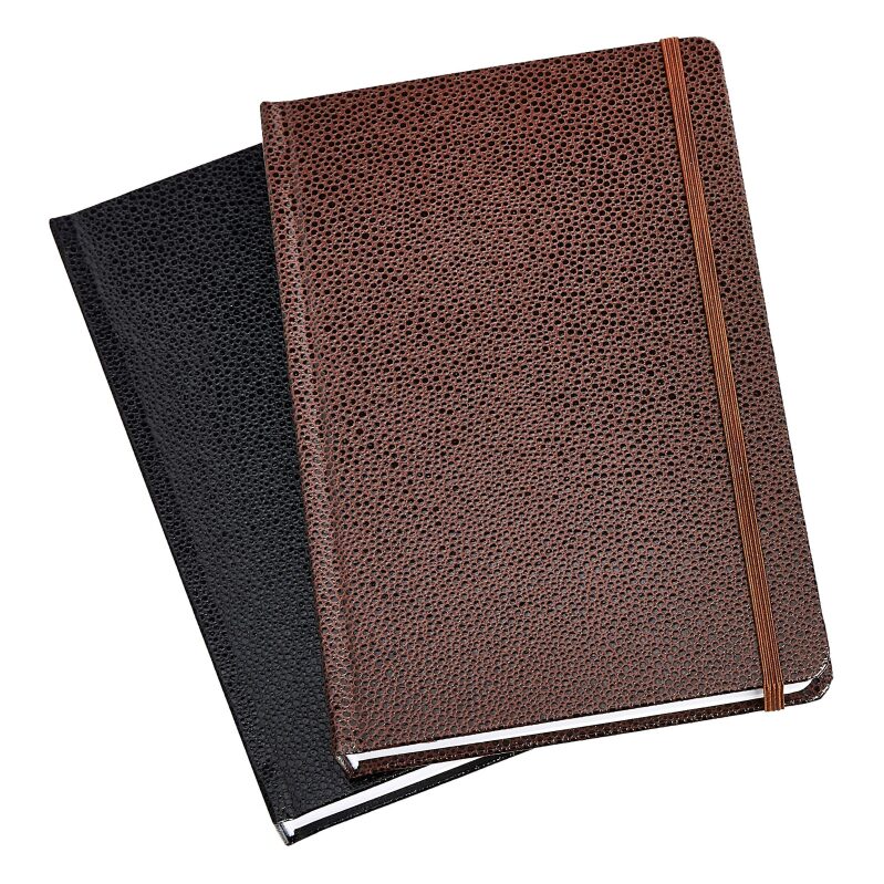 Amazon Basics Shagreen Hardcover Journal with Elastic Band, 2-Pack
