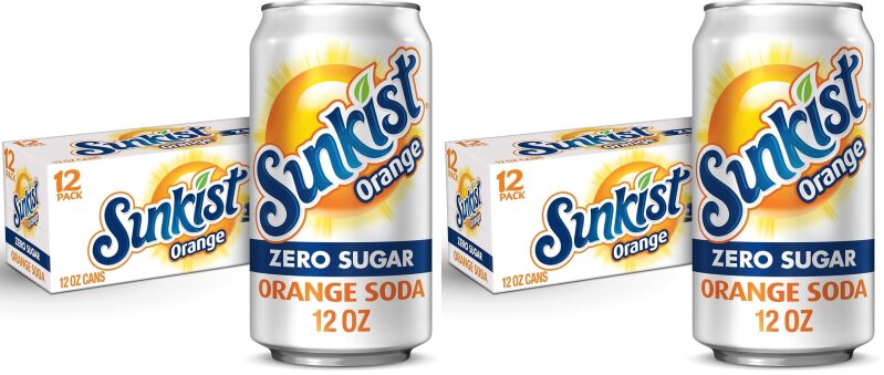 24-Pack Dr Pepper Sunkist Zero Sugar Orange Soda 12oz Cans - Refreshing Zero Sugar Orange Soda