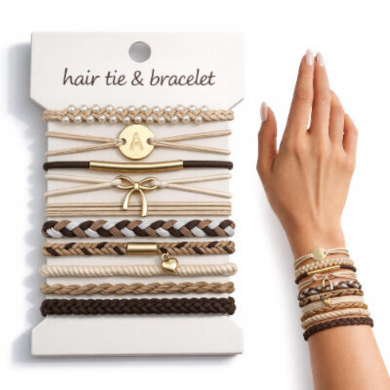 Elegant Hair Ties & Bracelets Set - 10-Piece Collection