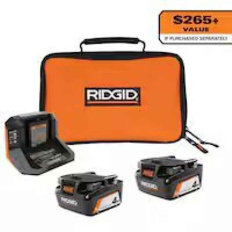RIDgid 18V Lithium-Ion 4.0 Ah Battery Starter Kit with Charger & Bag - High Performance & Value