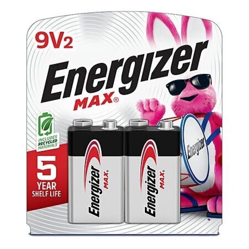 2-Pack Energizer MAX 9V Alkaline Batteries - Affordable and Reliable Power Source