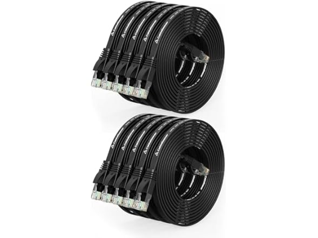 CableGeeker Cat6 Flat Patch Cable 10Ft 10-Pack - Reliable Gigabit Speed