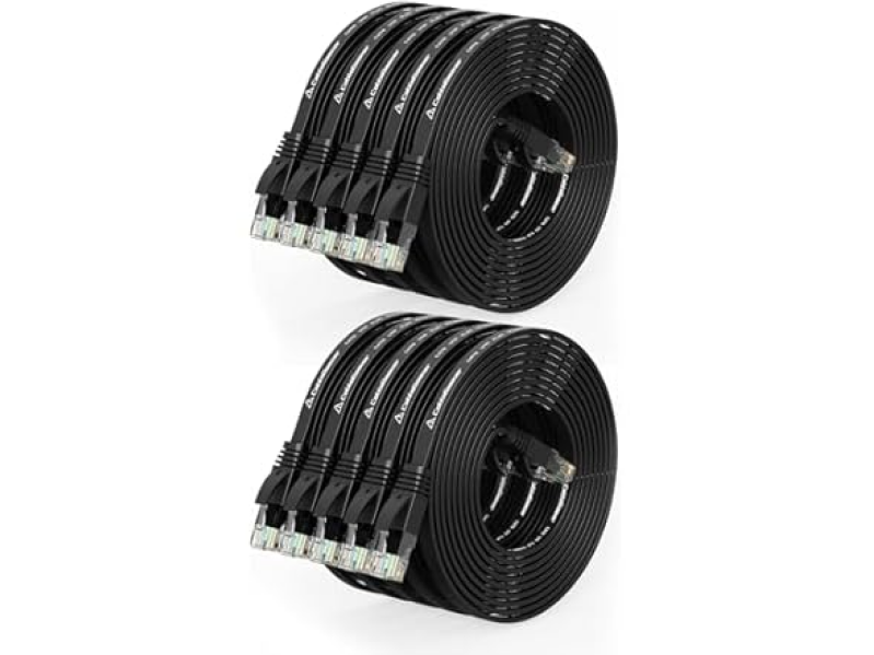 CableGeeker Cat6 Flat Patch Cable 10Ft 10-Pack - Reliable Gigabit Speed
