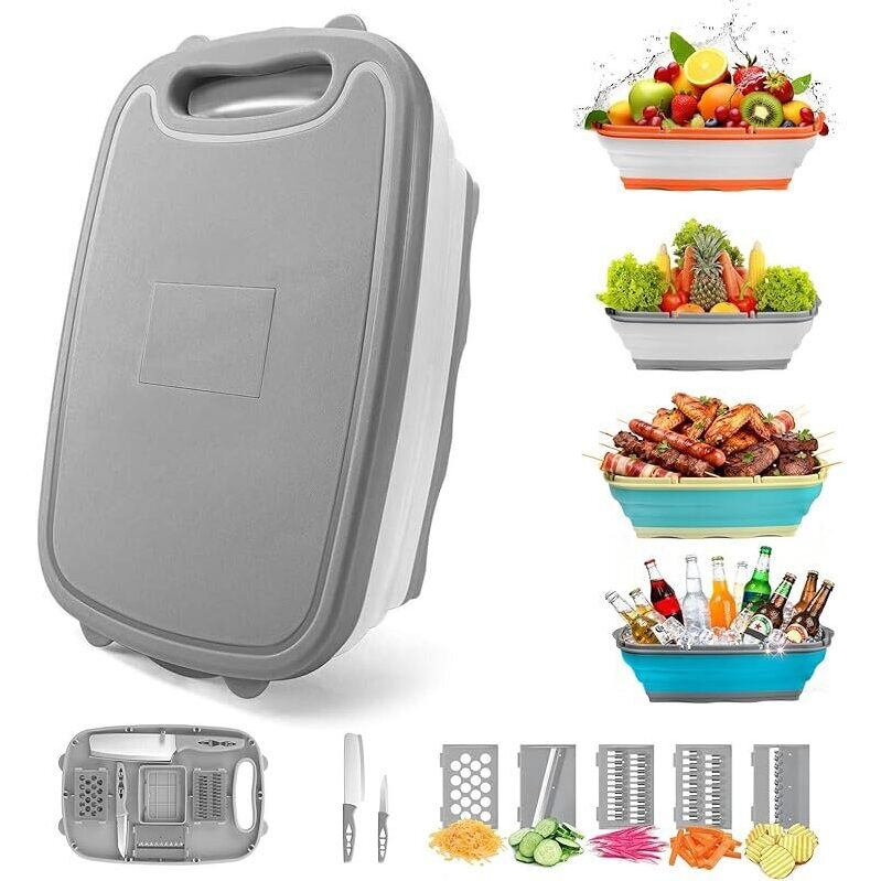 Gintan 9-in-1 Collapsible Chopping Board with Veggie Chopper