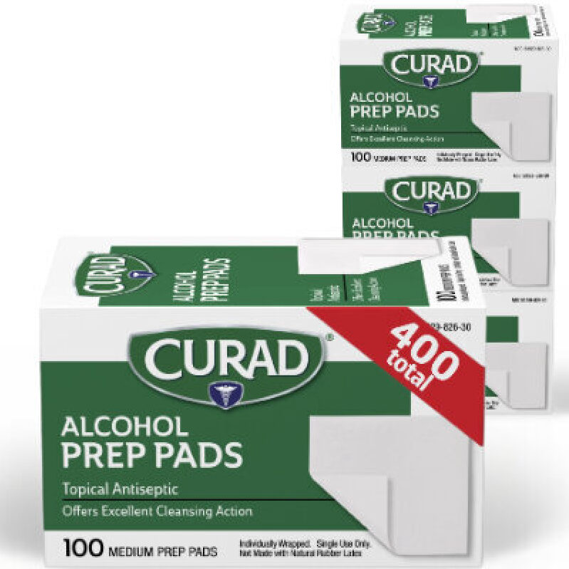 CURAD Alcohol Prep Pads - 400 Count, Efficient and Effective Antiseptic Cleansing