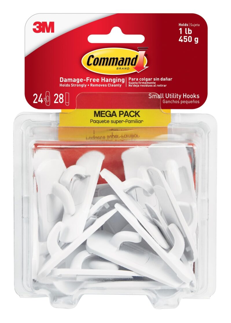 Command Small Wire Toggle Hooks - 24 Hooks & 28 Strips - Damage-Free Hanging